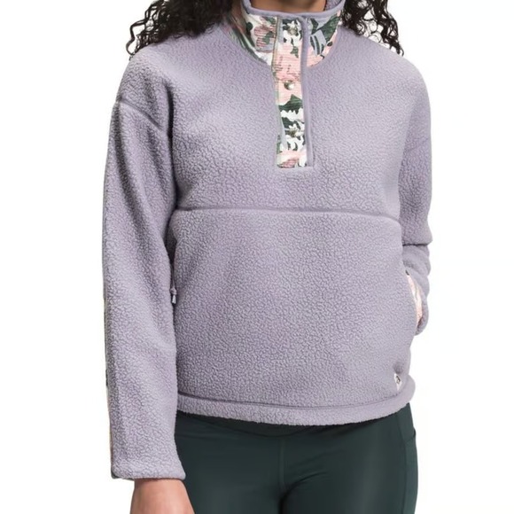 The North Face Womens Purple Liberty Quarter Snap Pullover Fleece Sweater Small - Picture 1 of 8